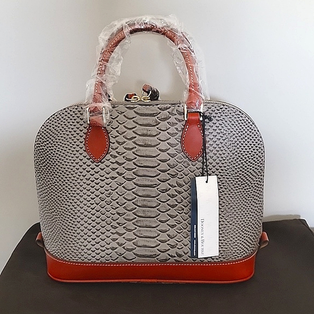 NWT Dooney and Bourke Caldwell Zip Zip Satchel Python embossed - Picture 2 of 7